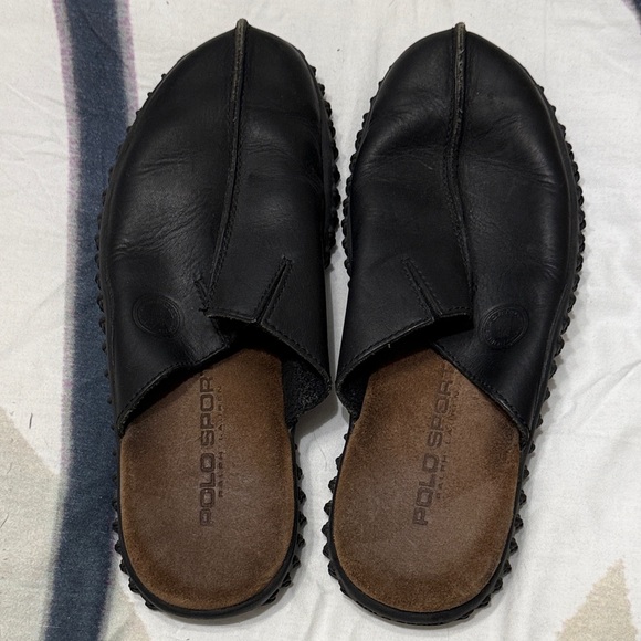 Polo by Ralph Lauren Black Leather Slip-On Loafers